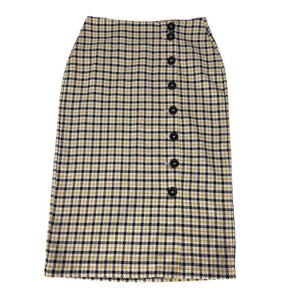 Modcloth Plaid Button Front Midi Skirt size 0